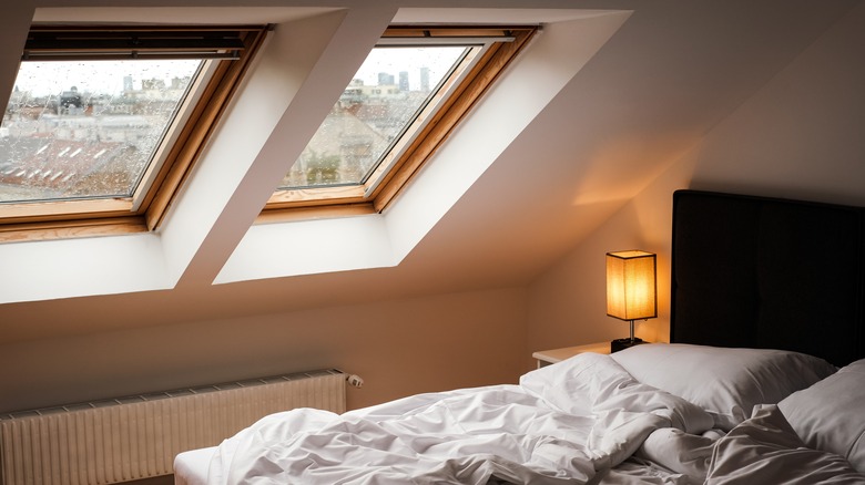 Skylights in cozy bedroom