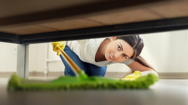 mopping under the bed