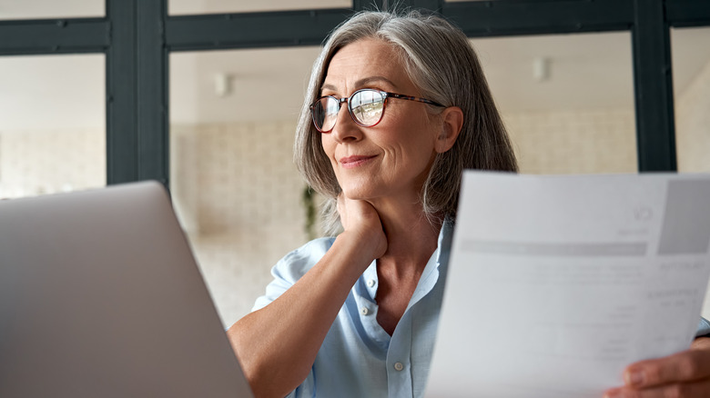 Older woman searching online