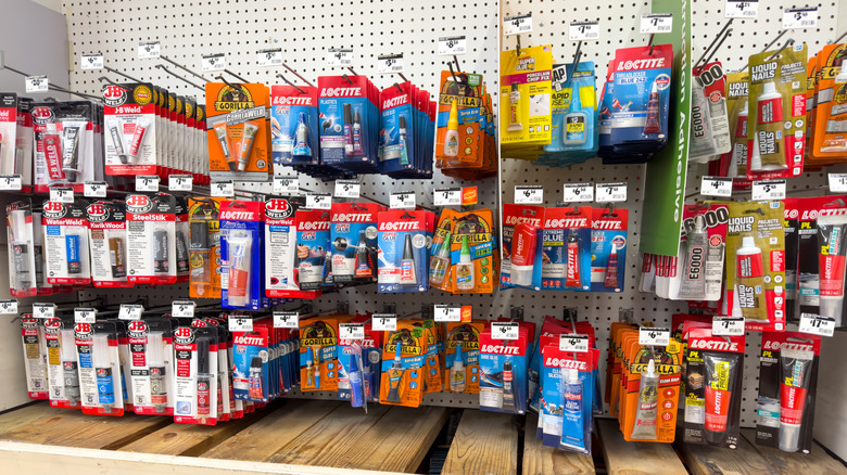 Super glues on display at store