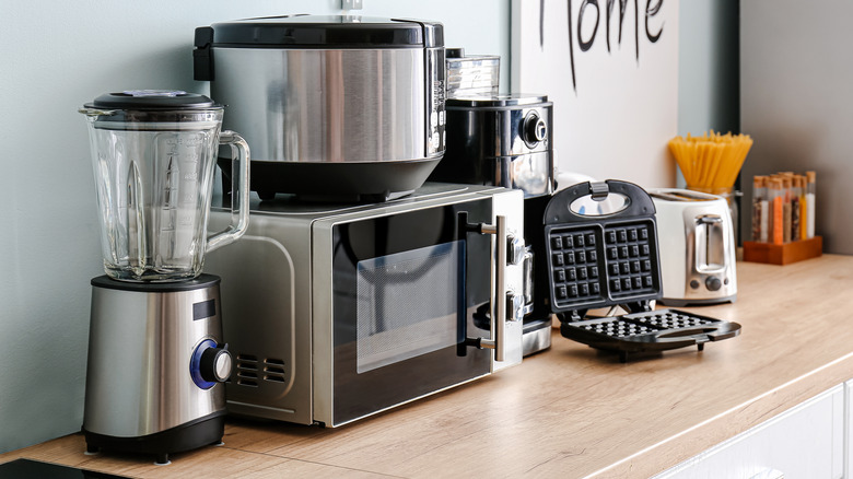 kitchen appliances on counter