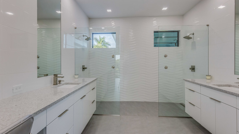 bathroom with a double shower