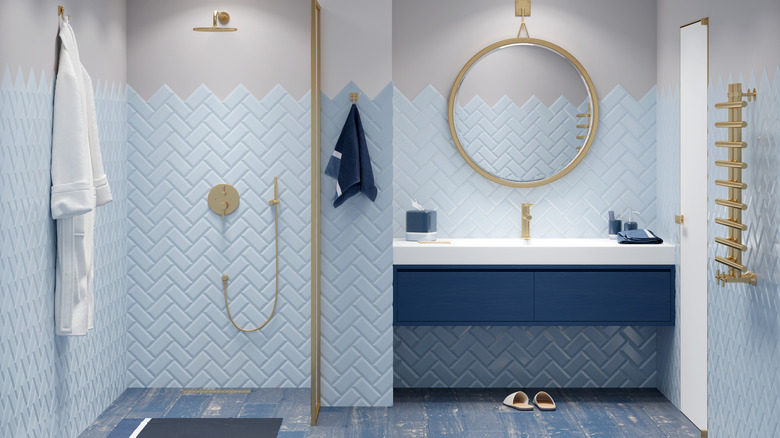 modern blue bathroom