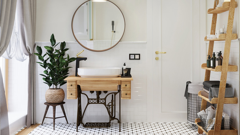 vintage and modern bathroom