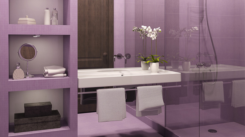 bathroom with purple walls