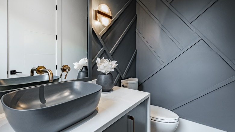 powder room with grey details