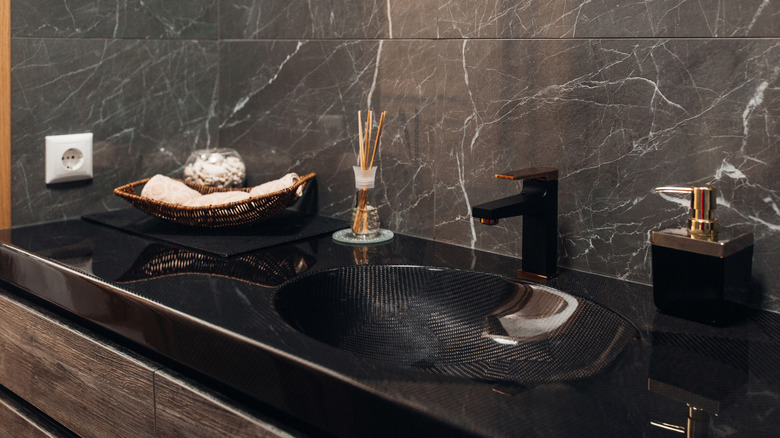 black sink in a counter