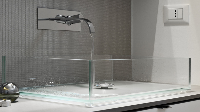 clear glass sink