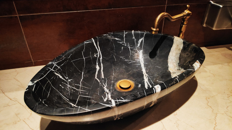 black and white marble sink