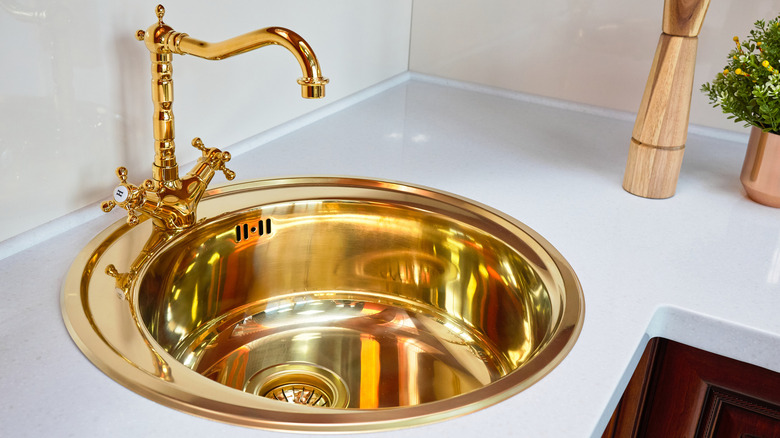 gold sink and tap