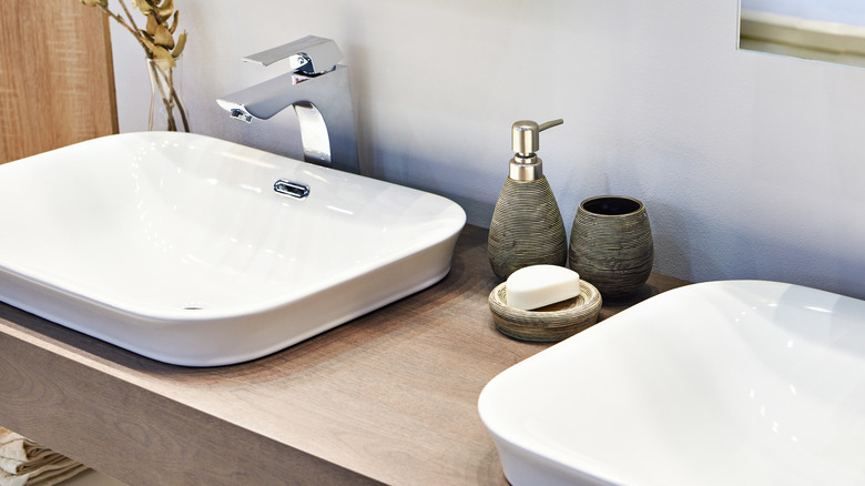 flat sink on a counter