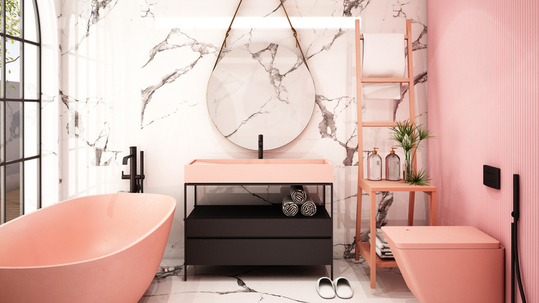 Marble pink bathroom