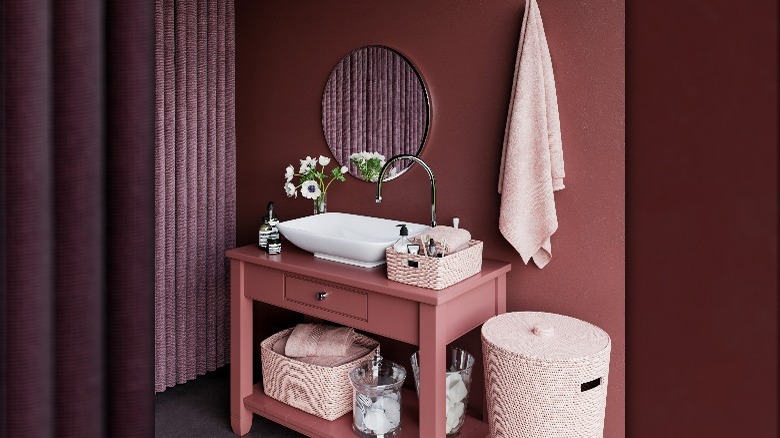 Moody pink bathroom sink