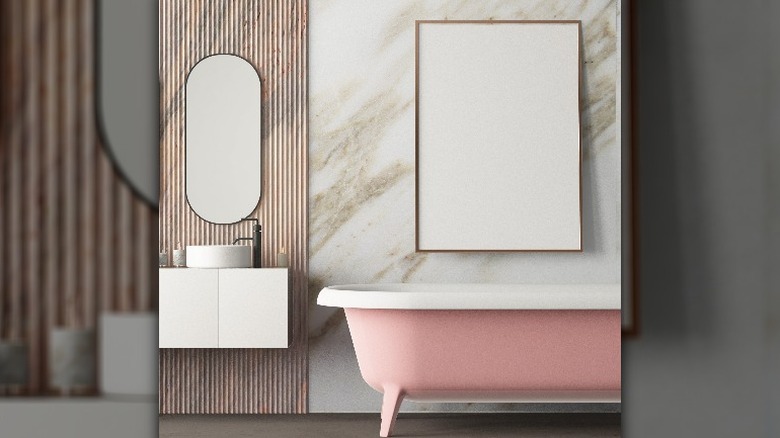 Pink bathtub marble bathroom