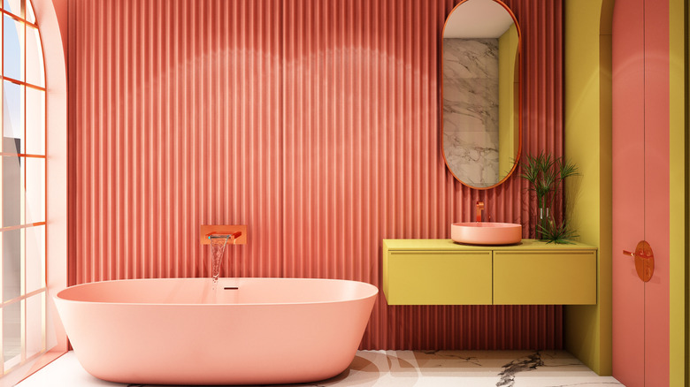 Bright pink and yellow bathroom