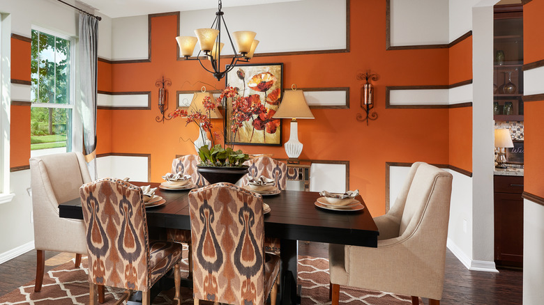 orange and brown striped room