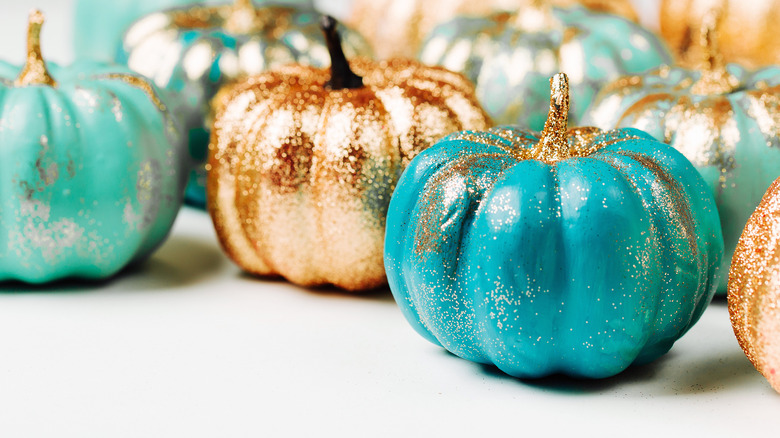 blue and gold pumpkins