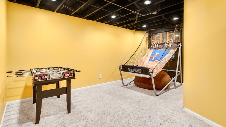 black and yellow game room 