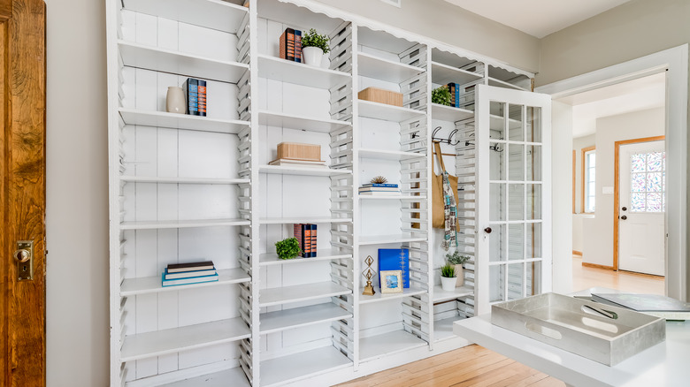 home office with bookshelves