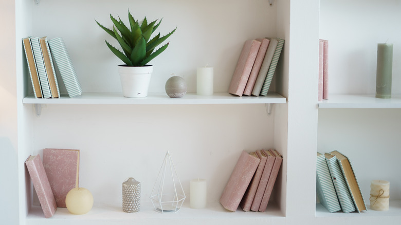 color coordinated books on shelf