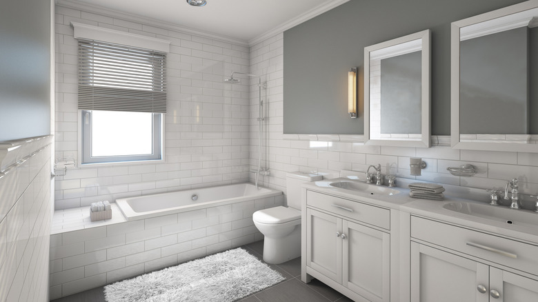 Bathroom with white subway tile