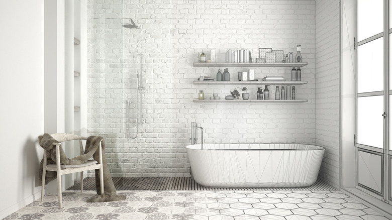 White and gray bathroom