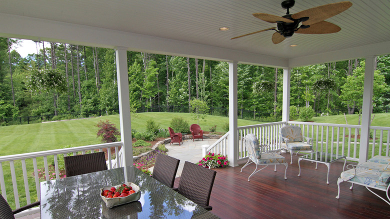 covered deck with wood