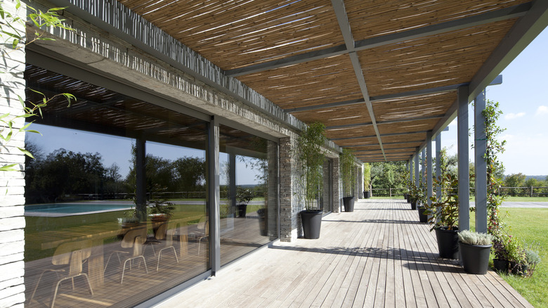 reed roof over a deck