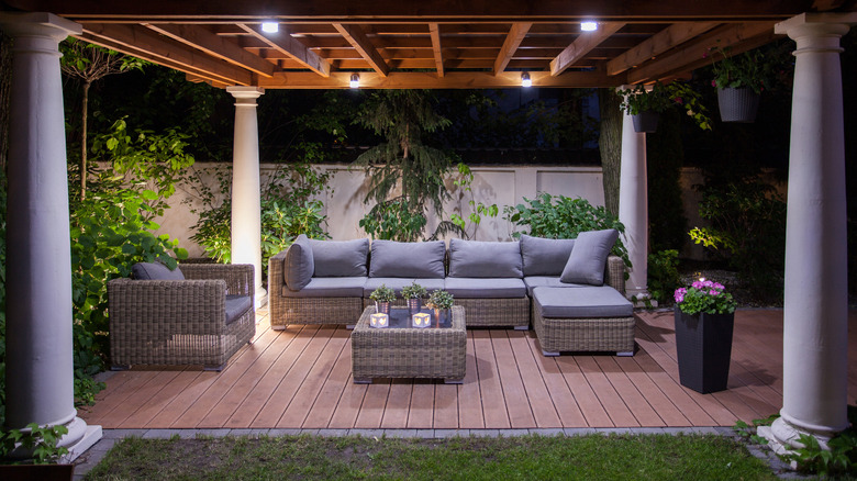 columns along a covered deck