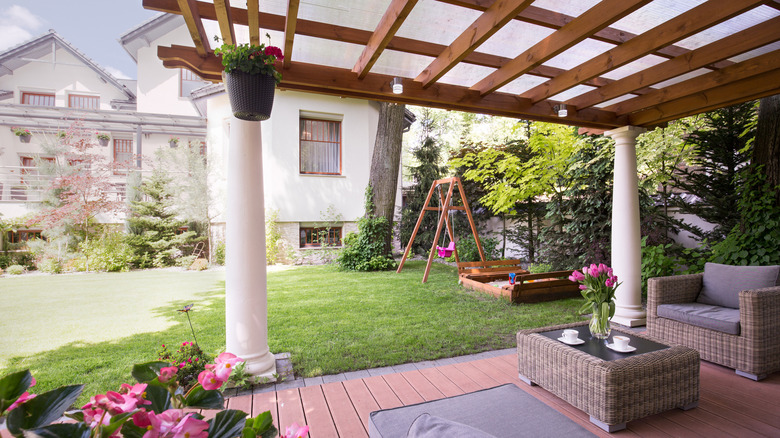 deck with a pergola roof