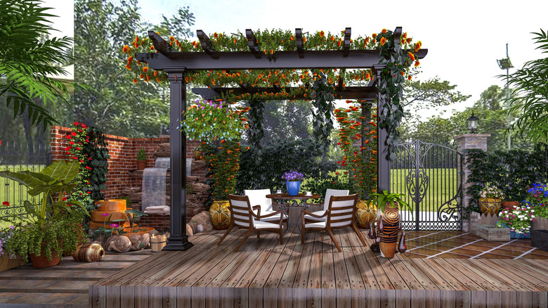 pergola covered in flowers