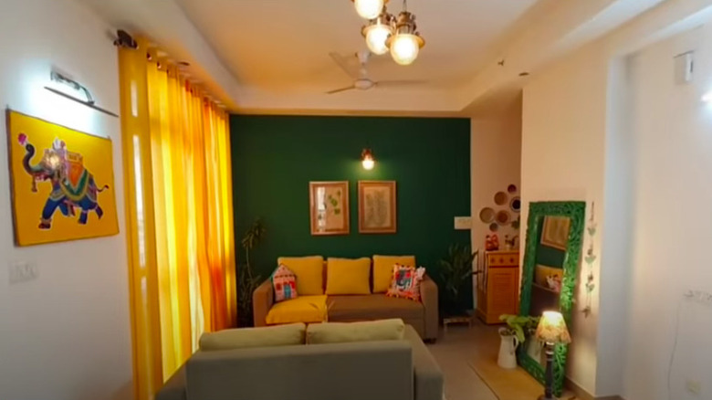 Green and yellow living room