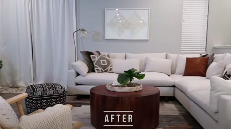 White and brown living room