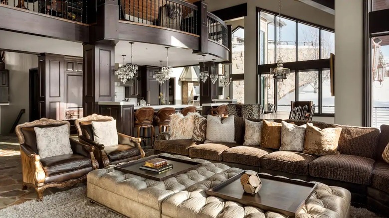 expensive chalet living room interior