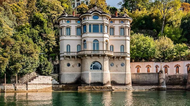 ornate Italian manor on water
