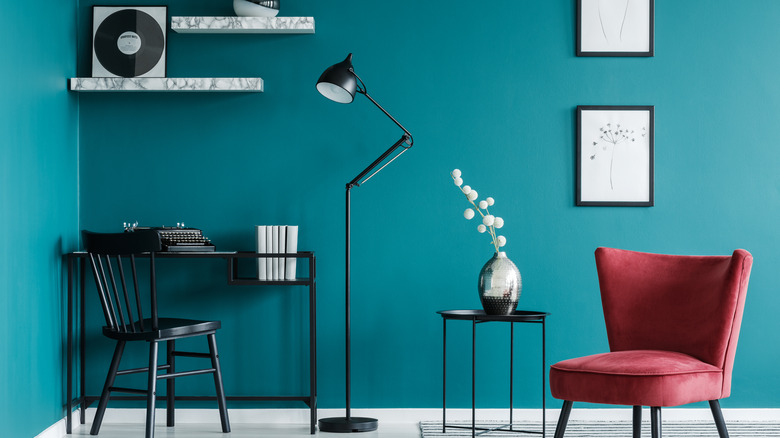 teal living room 