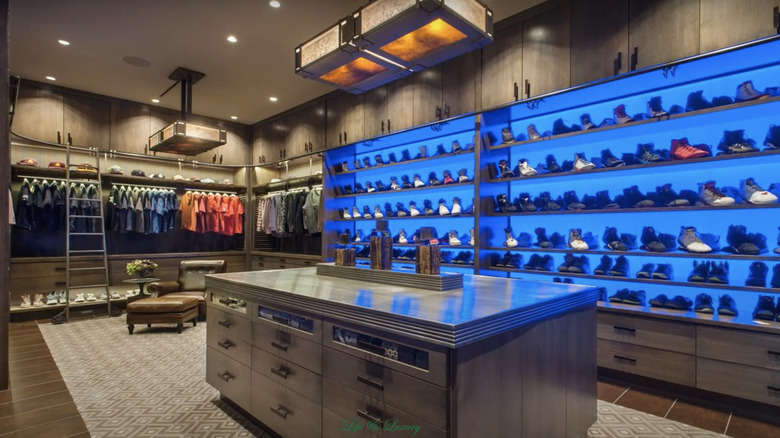 A collector's walk-in closet