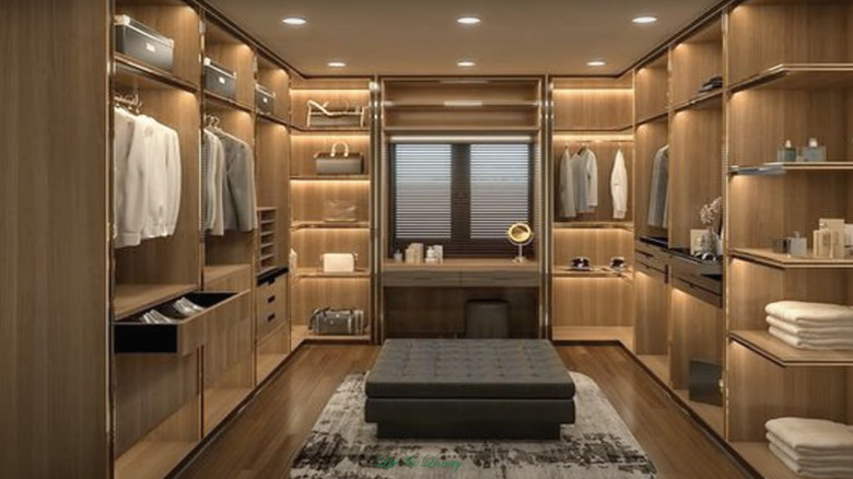 A masculine walk-in closet