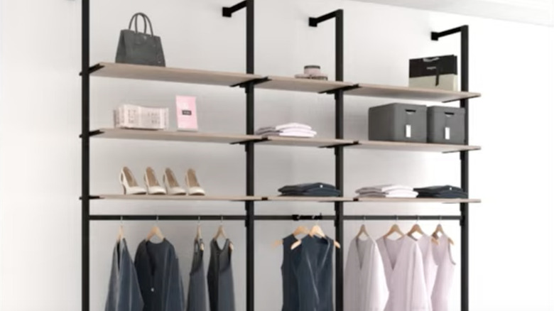 Metal rod shelves closet