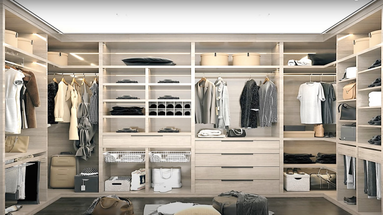 A sunny walk-in closet