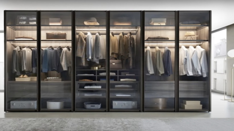 A transparent wardrobe walk-in