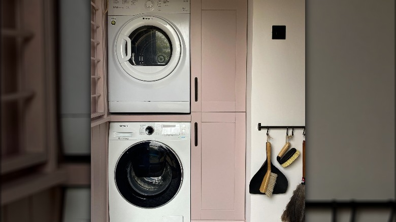 Dusty rose cabinets laundry room