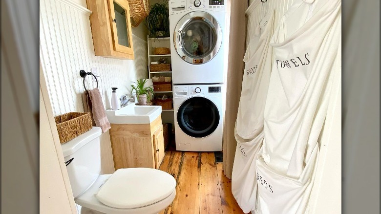 Laundry room hanging hampers