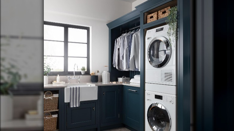 Matte navy blue laundry room