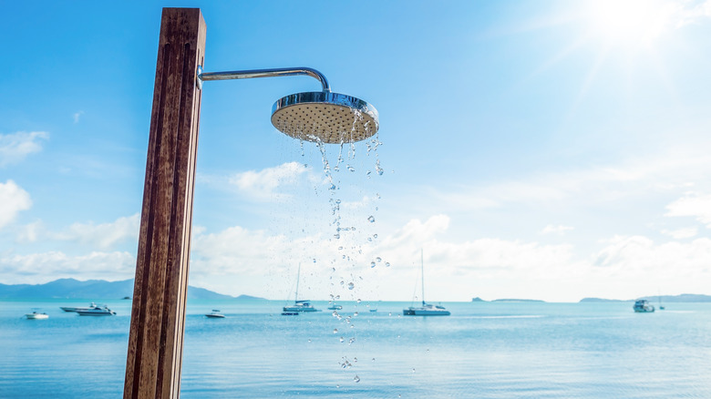 outdoor shower at the beach