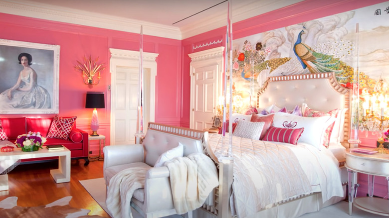 Pink room with art