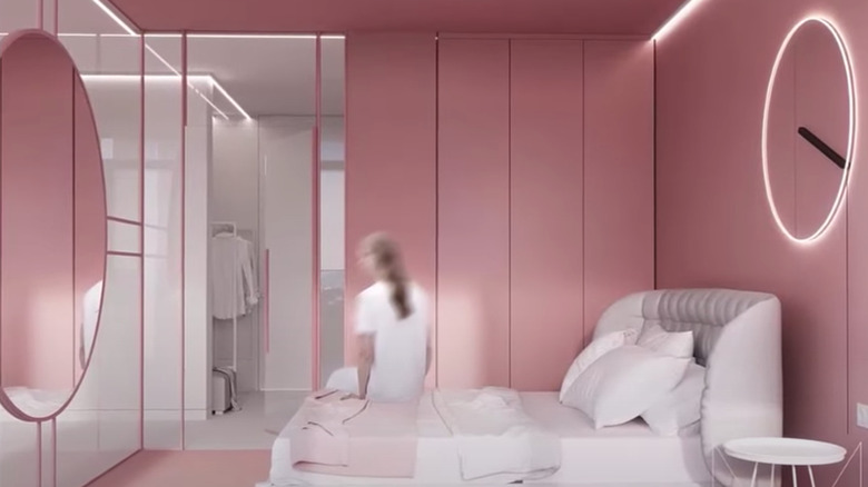 Pink room with mirrors