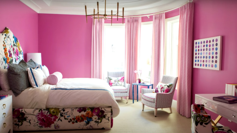 Pink and floral bedroom