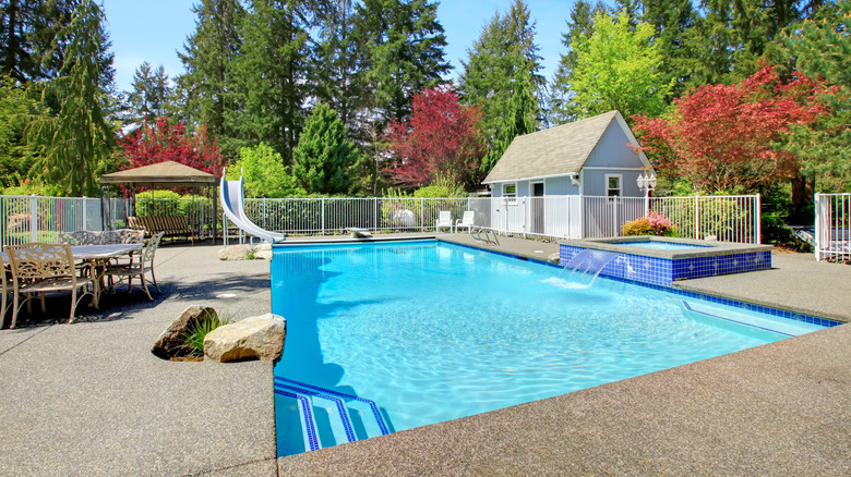 a small pool house 