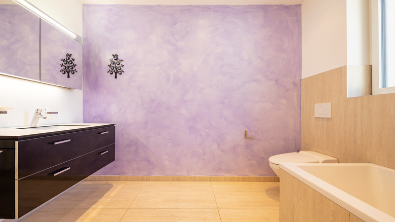 Cloud like lavender accent wall